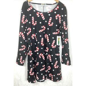 Tipsy Elves Women's Candy Cane Dress Holiday Black Size XXL NEW